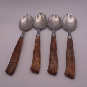 Set of Four(4) Stainless MB Japan Faux Bone Spoons